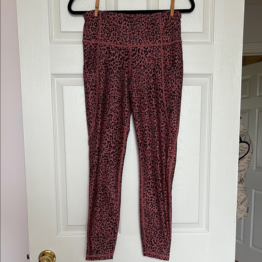 Gap Fit Pink Terracotta and Black Animal Print Leggings